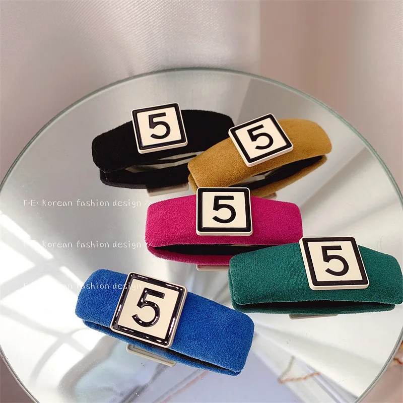 Роскошная дизайнерская заколка для волос модная замшевая BB зажим цифровая 5 темпераментная Милая женские аксессуары