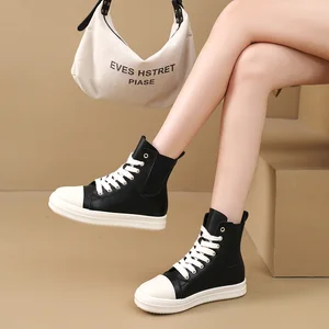 QRB003 Wholesale Fashion High Top Women's Flat Shoes Women's Thick Bottom Canvas Shoes