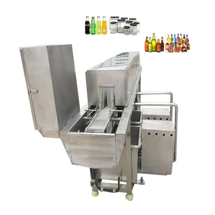 Small Continuous Glass Bottle Pressure Washer Cleaner Tunnel Washing Rinsing Machine for Cleaning Bottles /Jars/ Doypacks /Cans
