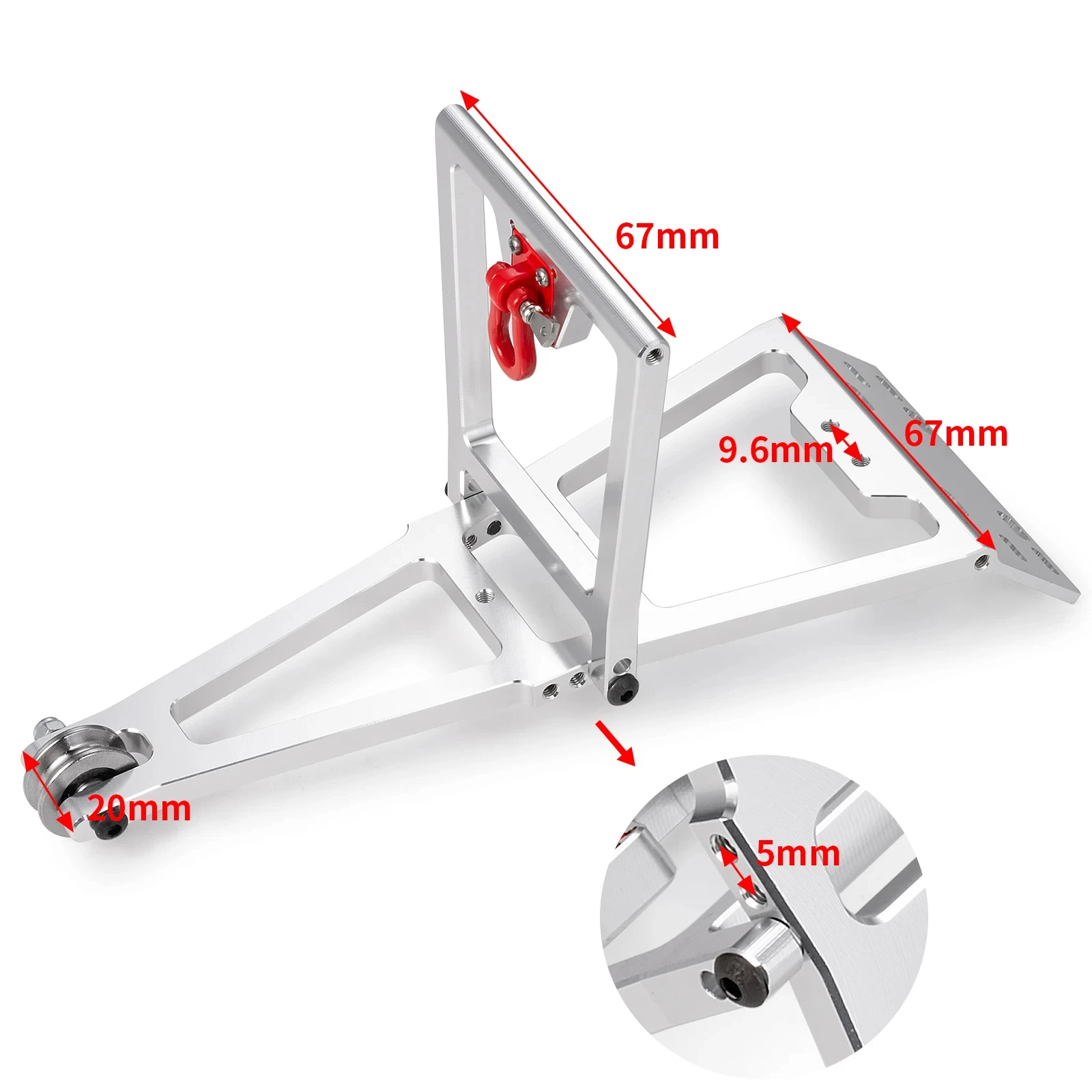 Support Double Pour Treuil Et Servo RC - En Alliage D'aluminium Noir/rouge - Compatible Axial SCX10, TRX4, Capra, D90