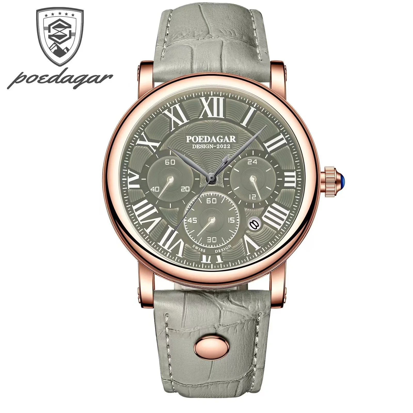 POEDAGAR 986 Top 10 Brands Chinese Man Quartz Watch Costume Leather Band  Dials Chrono in Stock Business Watch Manufacturer