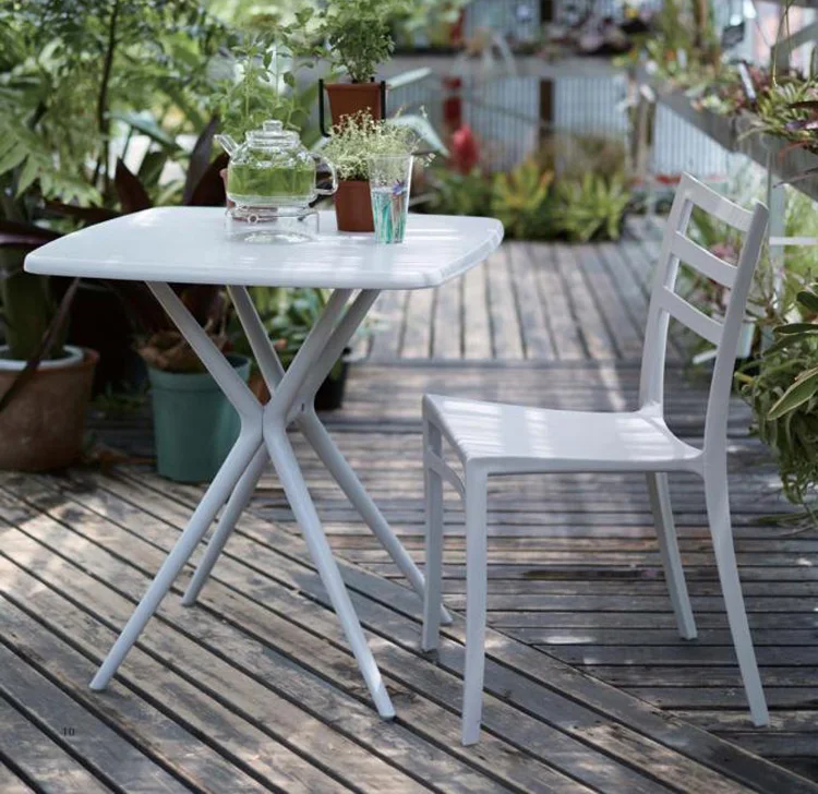 Модный квадратный пластиковый обеденный стол в скандинавском стиле для сада, ресторана, дома