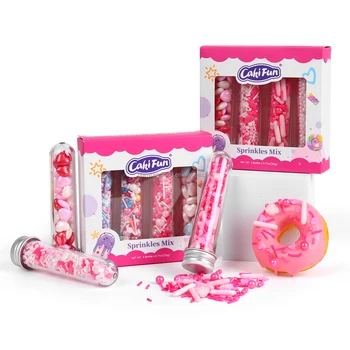 Cakifun Valentine Sprinkles Mixes Pink Sugar Pearls Edible Sprinkles Cake Decoration Cake Sprinkles Comestibles for Baking Tools