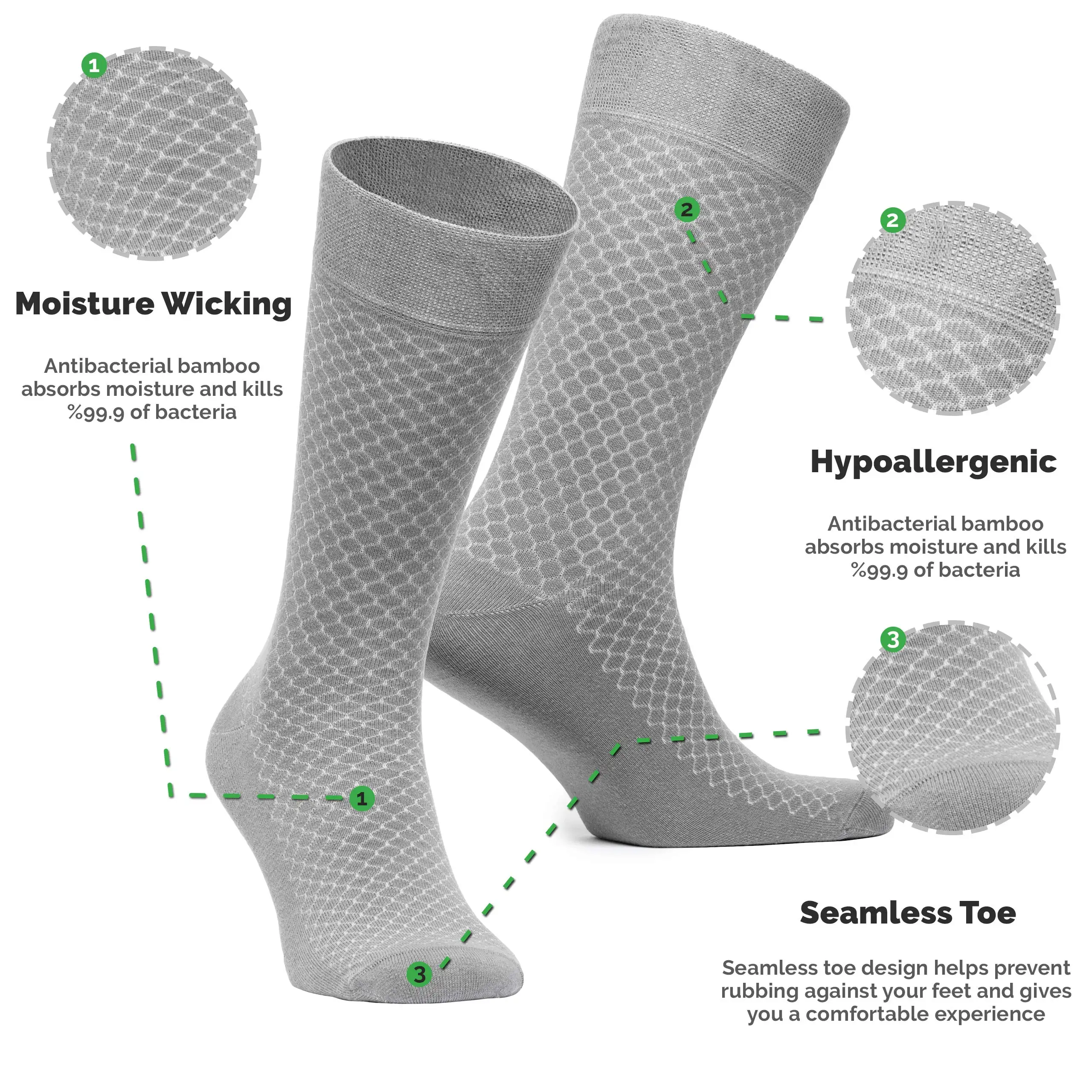 Mens Bamboo Dress Socks For Men Plain Socks Moisture Wicking