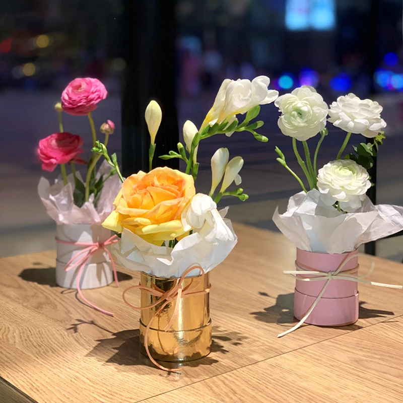 Custom Circle Flower Box Tube Round  Mini Flower Boxes for Bouquets Forever Rose