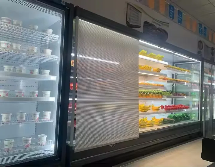 Supermarket Freezer Multideck Refrigerated Open Fridge Fruits Vegetable Display Cooler Showcase Cabinet