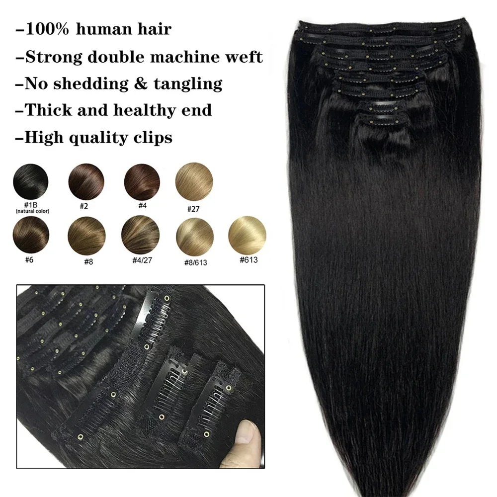 Natürliche Glatte Clip In Extensions Aus 100% Echthaar Remy_voghion.com