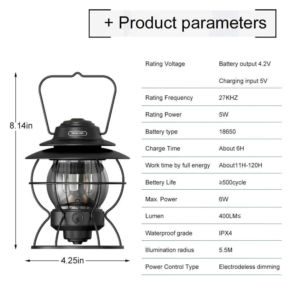 Bronze LED Camping Lantern Battery Powered Camping Lights