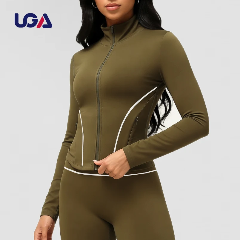 Custom Color Blocking Leggings Sports Jacket Suits Workout Two Pieces Sets Women 2 Piece Yoga Sets for Women