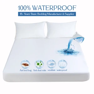 OEKO-Tex Certified Hypoallergenic Cotton Terry Towelling Breathable 100% Waterproof Fitted Bed Mat Mattress Protector 300TC
