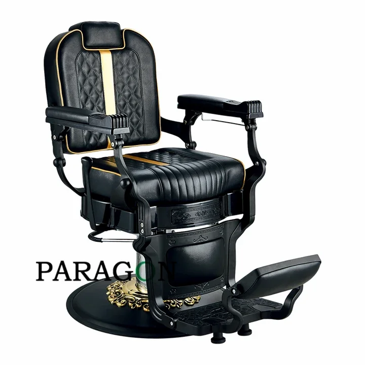 Factory Price  High Quality Custom Durable Black and Gold Hair Salon Chair Wholesale Luxury Vintage Barber Chair for Hair Salon