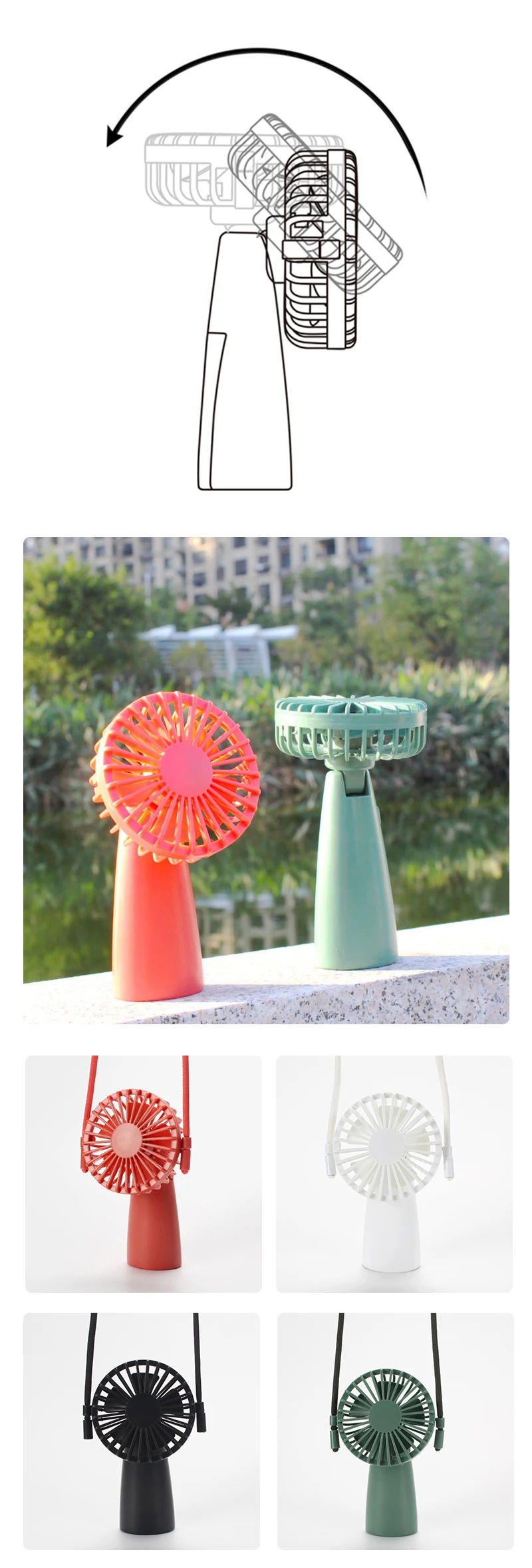 Custom Personal Removable Mini Battery Fan Hanging Portable Neck Fan