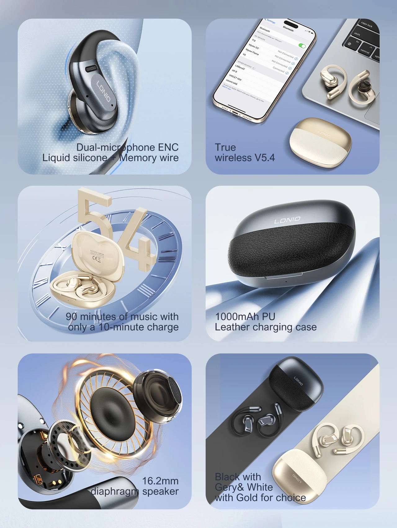 LDNIO T12 OWS Wireless Earbuds 2