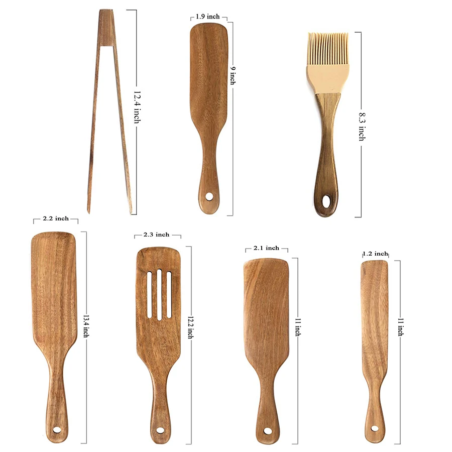 Wholesale Custom Luxury Wooden Kitchen Utensils Wood Utensils Set For