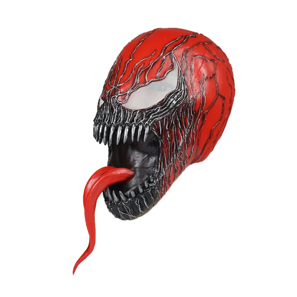 New Full Red Venom Spiderman Cosplay Latex Mask for Adults