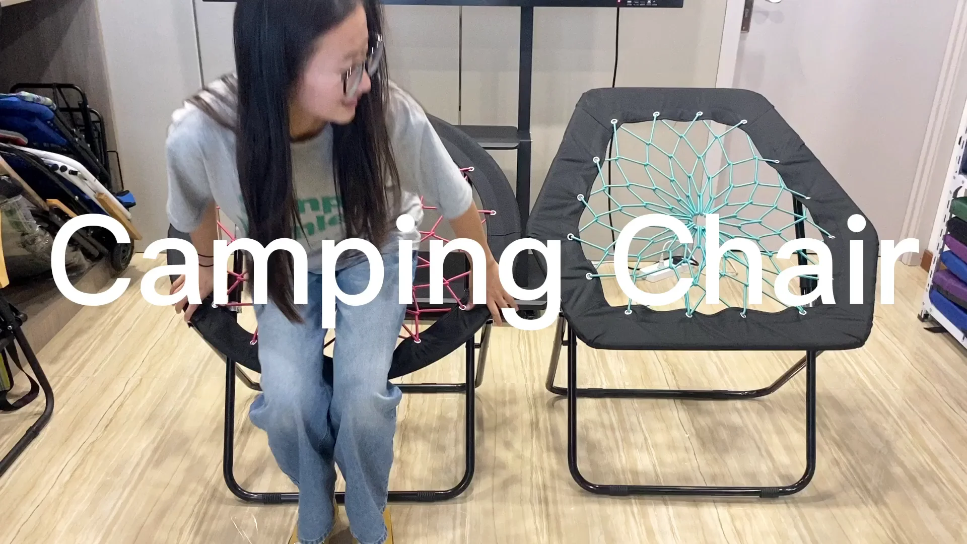 Flexible And Steel Frame Gaming Camping Folding Chair Bunjo Bungee