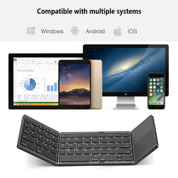 Layout Novelty White Mini Folding Keyboard Wireless Bluetooth Portable Folding Keyboard