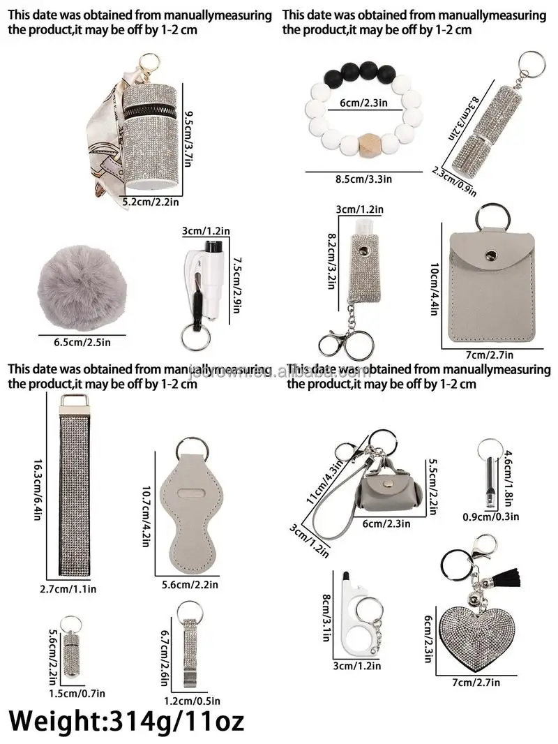 Multi Functional 9 Pcs Self Defense Keychain Key Ring Portable Personal ...