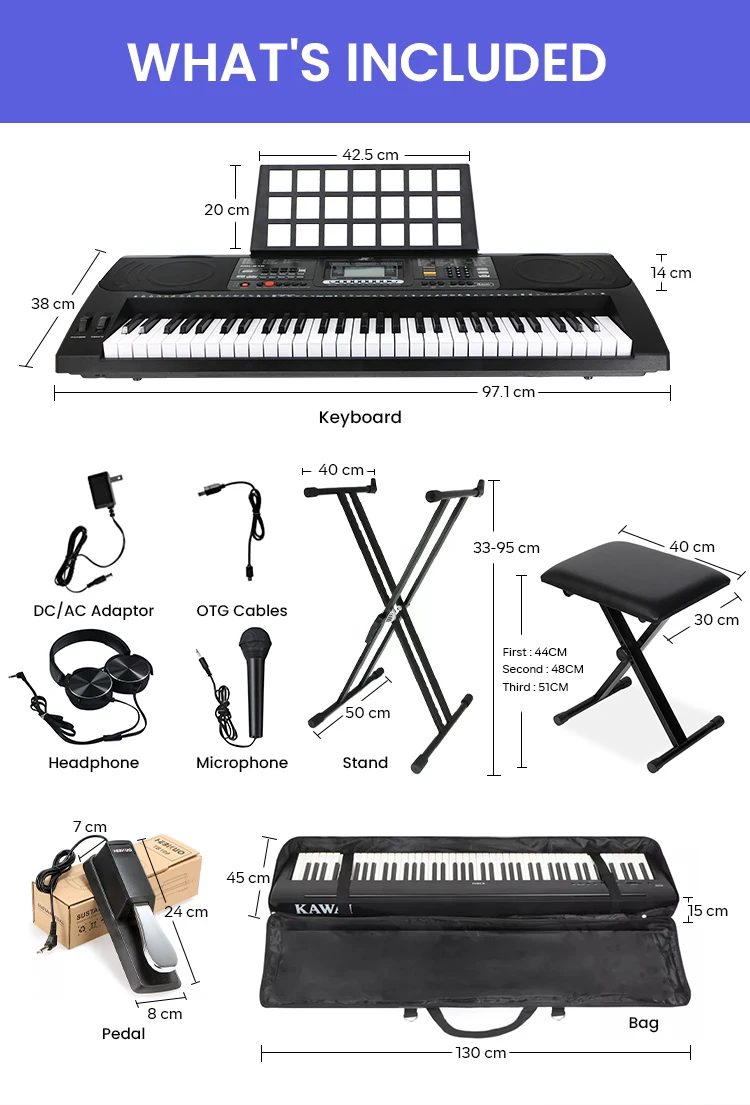 Mk812 Touch Function Portable 61 Keyboard Musical Instrument Midi