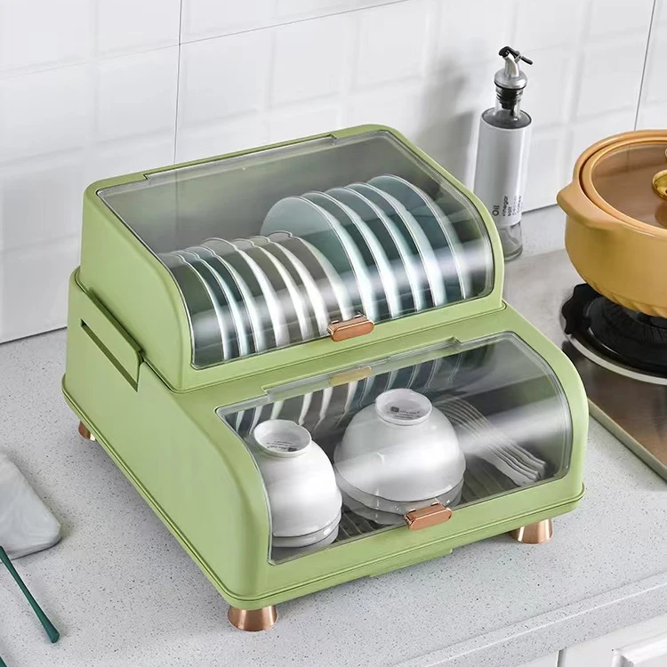 Dish Rack with Cover dustproof Kitchen Dish drainer rack organizer