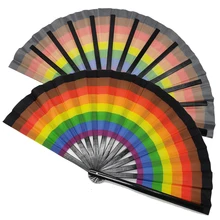 Dance Performance Props 33CM Rainbow Large Folding Hand Fan Custom Hand Fan