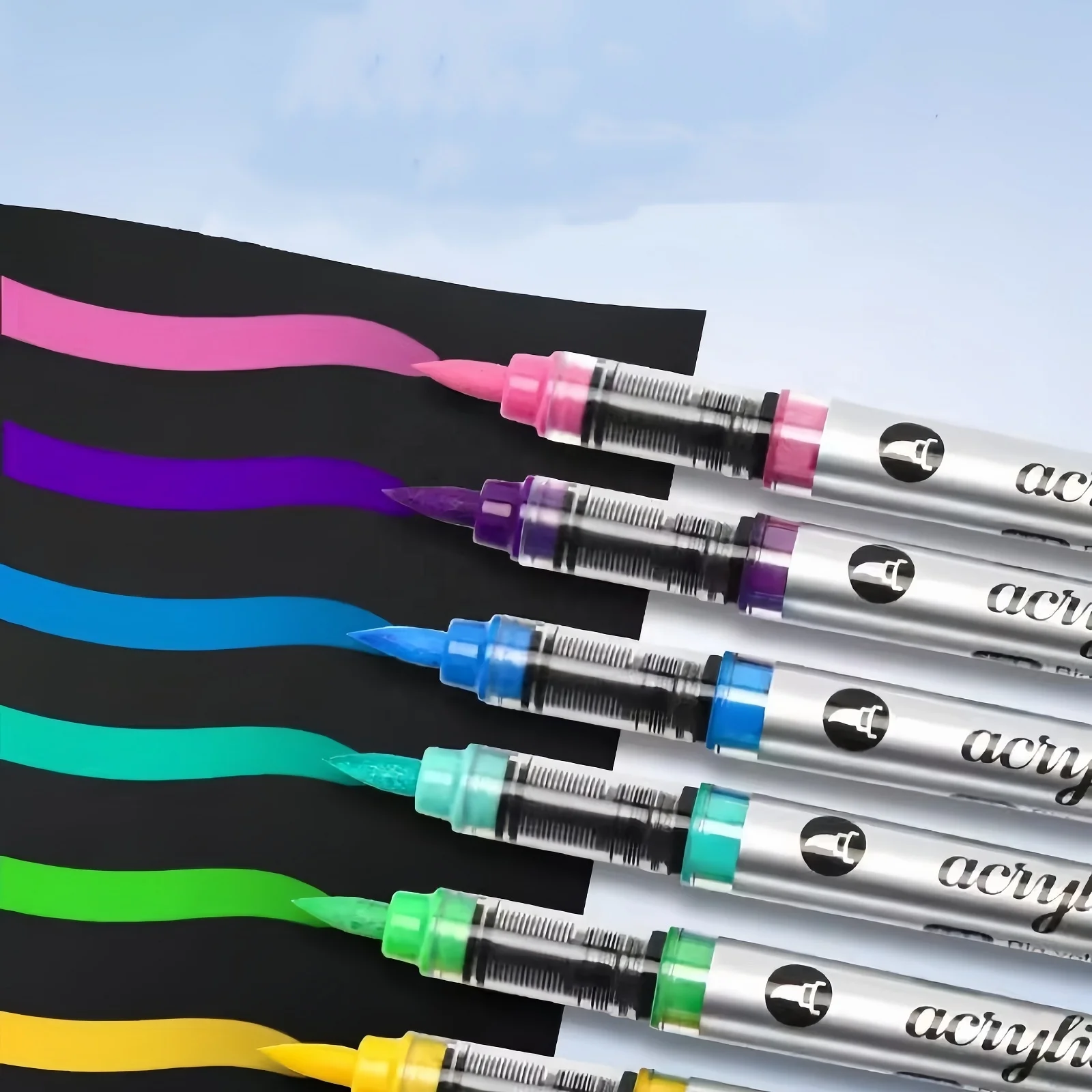 Automatic Ink Acrylic Marker 12 18 36 48 60 Color Soft Head Brush Student Art Diy Hand Drawing Doodle Pen Stationery Set