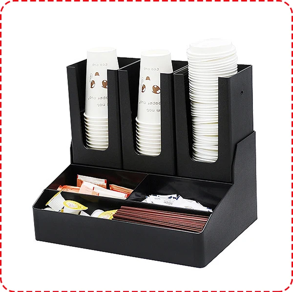 Restaurant Drink Self-Service Plastic Coffee Station Organizer Bar Countertop Paper Cup and Lid Dispenser Holder supplier