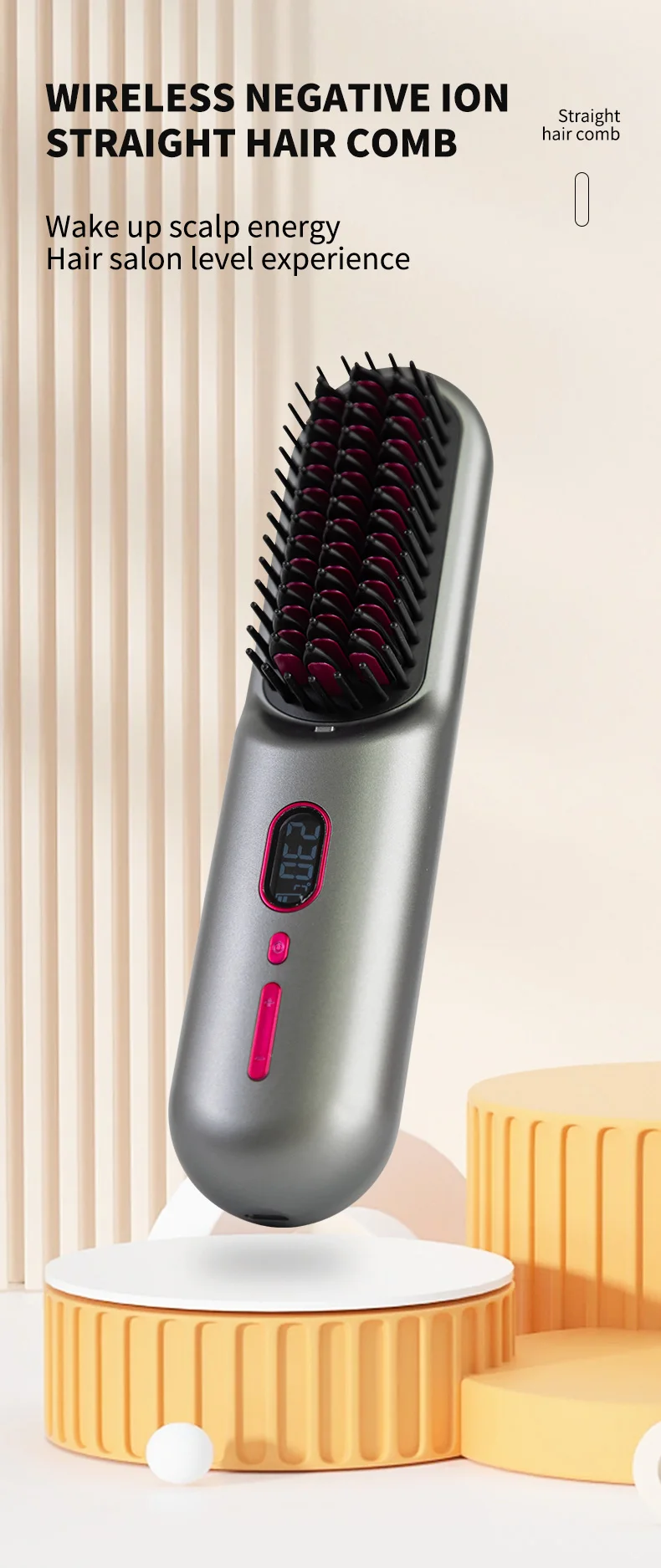 Versatile 3-in-1 Electric Hair Straightener Comb Brush