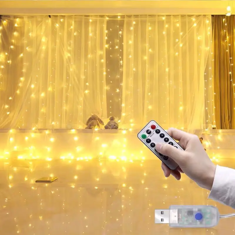 2023 New USB Remote Control 3x3 Meter Copper Wire Window Curtain Fairy Room Light  LED Christmas Day String Night Light supplier