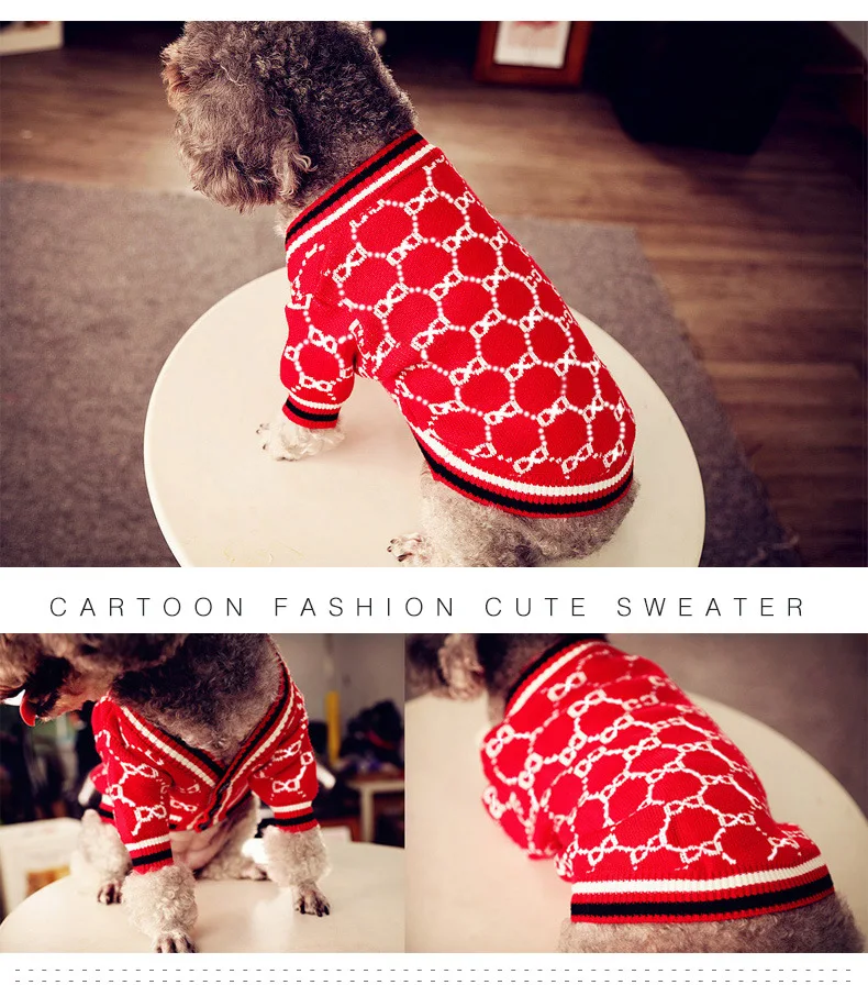Fashion Luxury Brand Pet Dog Sweater Knitted Warm Puppy Cat Dog Winter