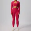 Coat-bra-long pants-wild berry red