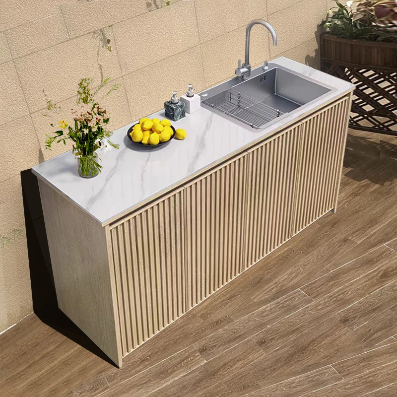 product outdoor all aluminum alloy rock plate washbasin and sink integrated cabinet outdoor waterproof  courtyard storage cabinet-7