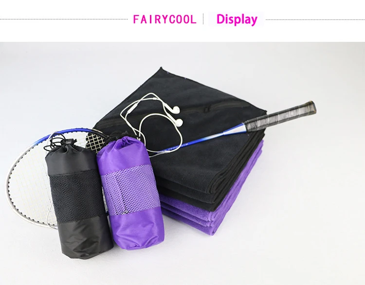 High Quality Custom Microfiber Sports Towel for Gym Golf Travel-Super Water Absorption Zipper Pocket Printed Personalization factory