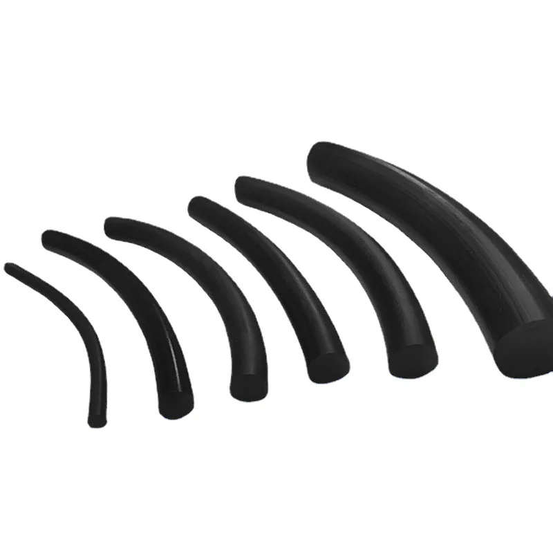 Black Solid NBR Rubber Strip Custom O-Ring Mechanical Shock Absorption Sealing Strip Model 005