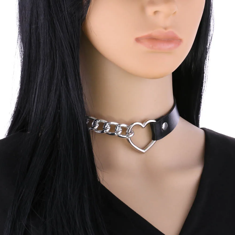 Chokers Sexy Punk Choker Collar Big Artificial Leather Bondage Goth  Jewellery Women Gothic Necklace Jewelry