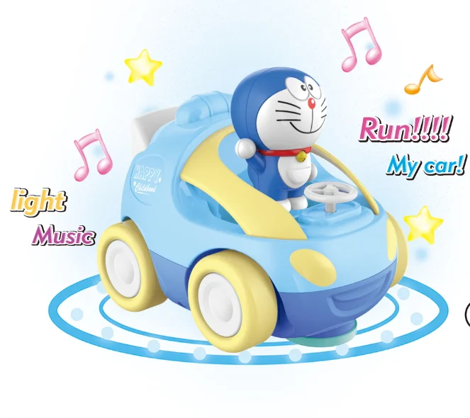 Electric Freewheel Car with Light and Music Cartoon Mickey Doraemon Electric Baby Toy