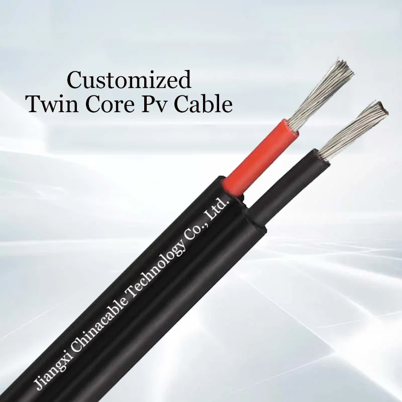 Twin Pv1f Tinned Copper Conductor Solar Cable 2 Core Solar Cable 2x4mm2 2x6mm2 2x10mm2 XLPE Solar Cable for Construction