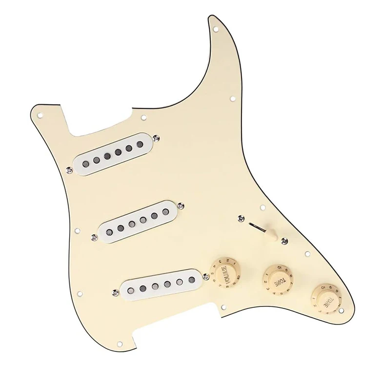 3Ply-CREAM Loaded Scratch Plate Guard Shield Electric ST Guitar Pickguard with Alnico Pickups