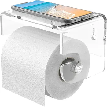 Toilet Paper Holder with Shelf Acrylic Toilet Paper Roll Holder