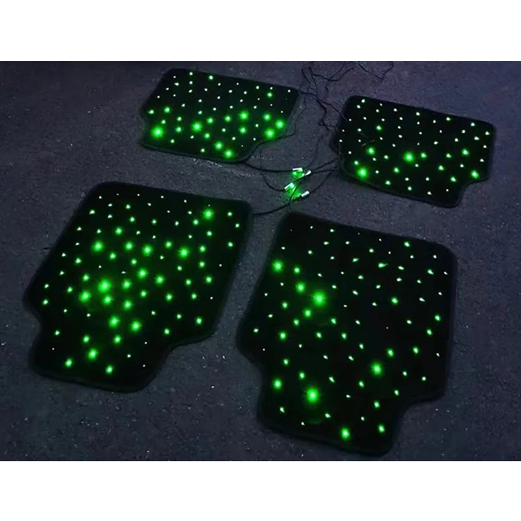 Tappetini per auto Starlight, tappetini in fibra ottica a LED con controllo app, impermeabili 7 colori, tappetino Starlight antiscivolo, lavabili (Cavo CD