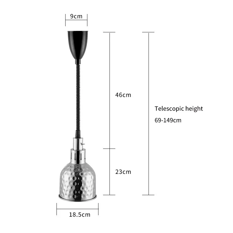 BW14 Stainless Steel Food Warm Pendant Light Telescopic Pendant Light Infrared Pendant Lamp Food Heating Ceiling Light