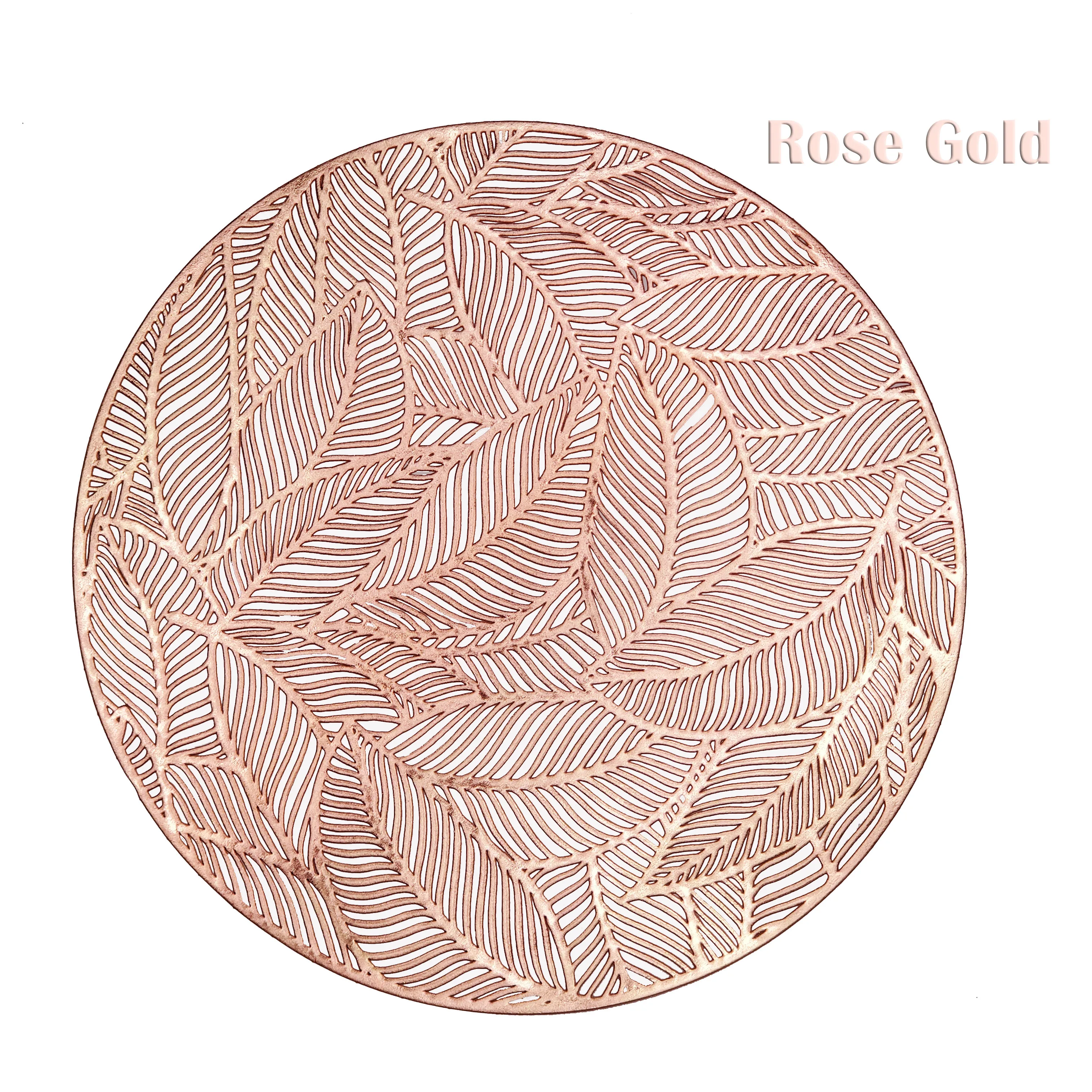 Tabletex 15 2in 38cm Size Gold Rose Gold And Silver Place Mats Round Hollow Out Design Leaf Shape Table Mat Buy Place Mats Round Hollow Out Design Table Mat Leaf Shape Product On Alibaba Com