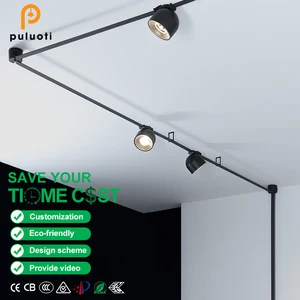 PULUOTI Adjustable ModernRail LED Linear Belt Spot Track Lights Versatile DC 24V Combined Lighting System Black/Brown/White