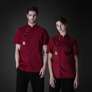 Customize Unisex Kitchen Hotel Chef Uniform Cook Short Sleeve Shirt Breathable Chef Jacket Clothes
