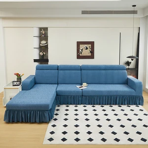 Customized Size Solid Color Modern Style Thickened Cation Material Stretch Elastic Plain Pattern Pet Sofa Protector