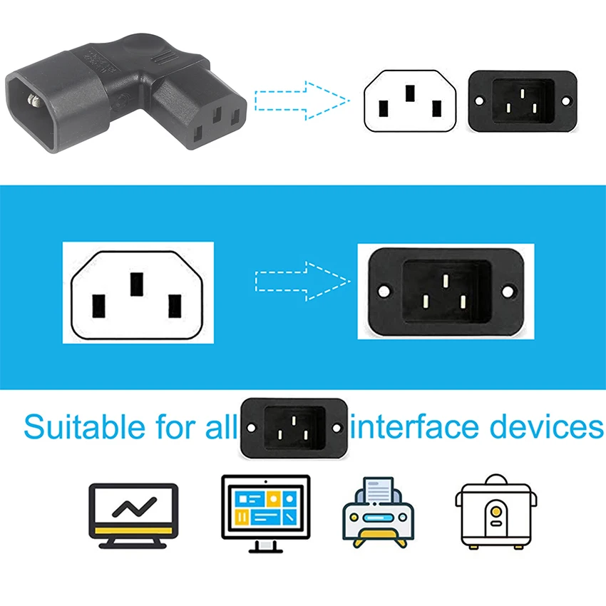 Electric Adapter Iec Ac Pdu Psu Ups Power C14 Male to C13 Female ...