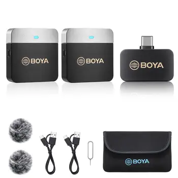 BY-M1V3 Portable Live Stream Teaching Omnidirectional Condenser Wireless Lavalier Microphone Set for IPhone Android Mic detail image
