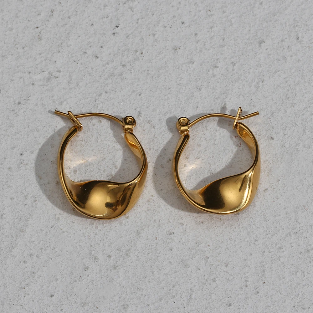 Drop Ship Irregular Hoop Earring 18k Gold Plated Stainless Steel Tarnish Free Wholesale Designer Inspired Earrings