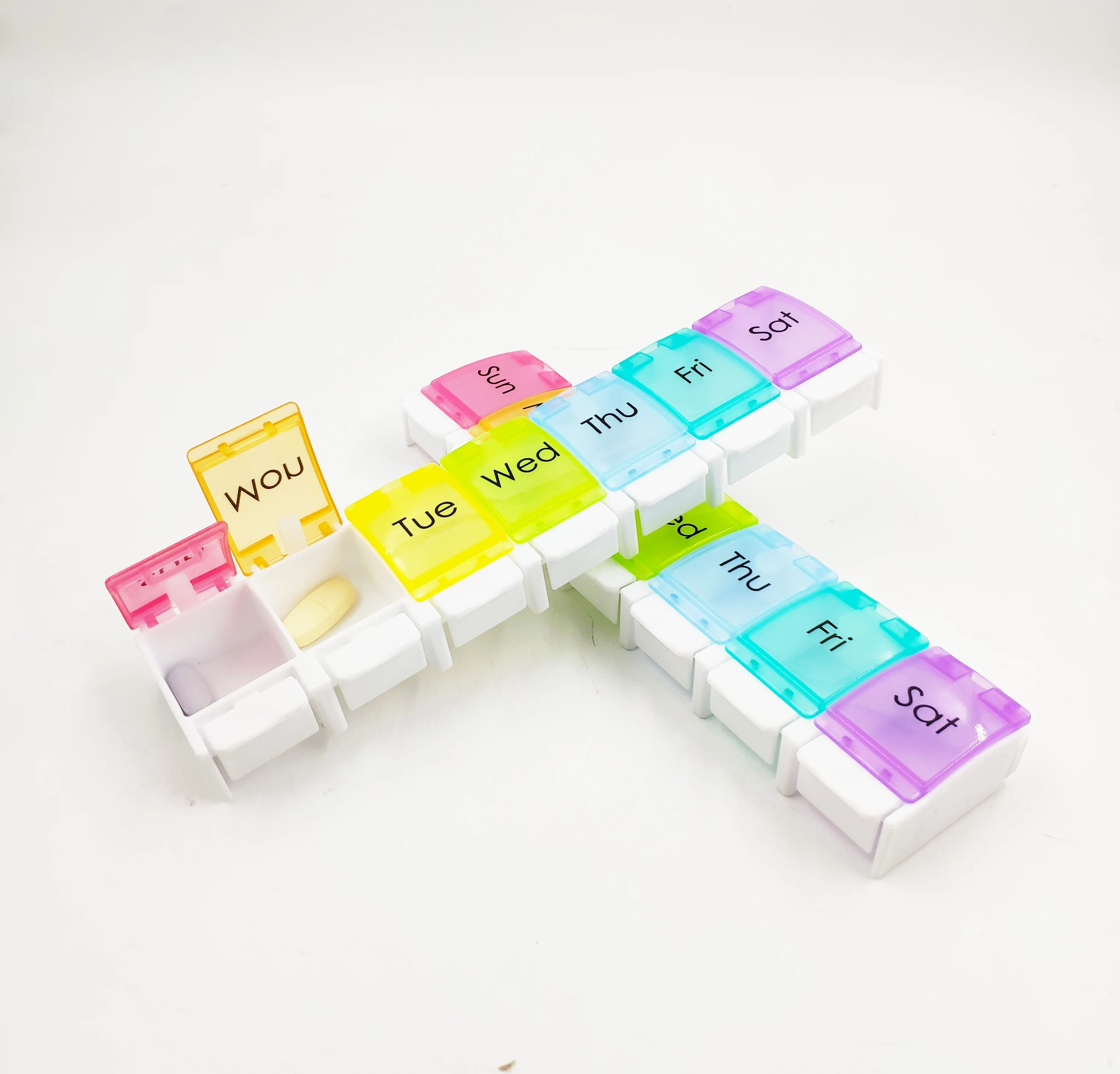Популярная коробка для таблеток на неделю органайзер 7 дней контейнер с витаминами радужного цвета держатель лекарств