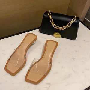 The New Product Is Fashionable and Simple, square Head Flip Flops, Crystal Ball Heels, and Sandals